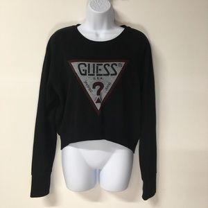 Guess Black Cropped Sweatshirt